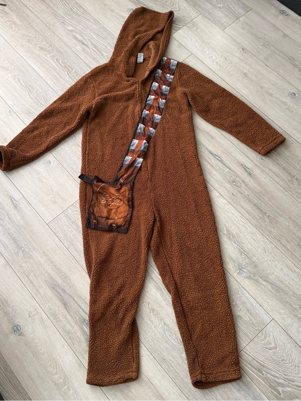 Star Wars Chewbacca Brown Mens Fleece Hooded One-Piece size M